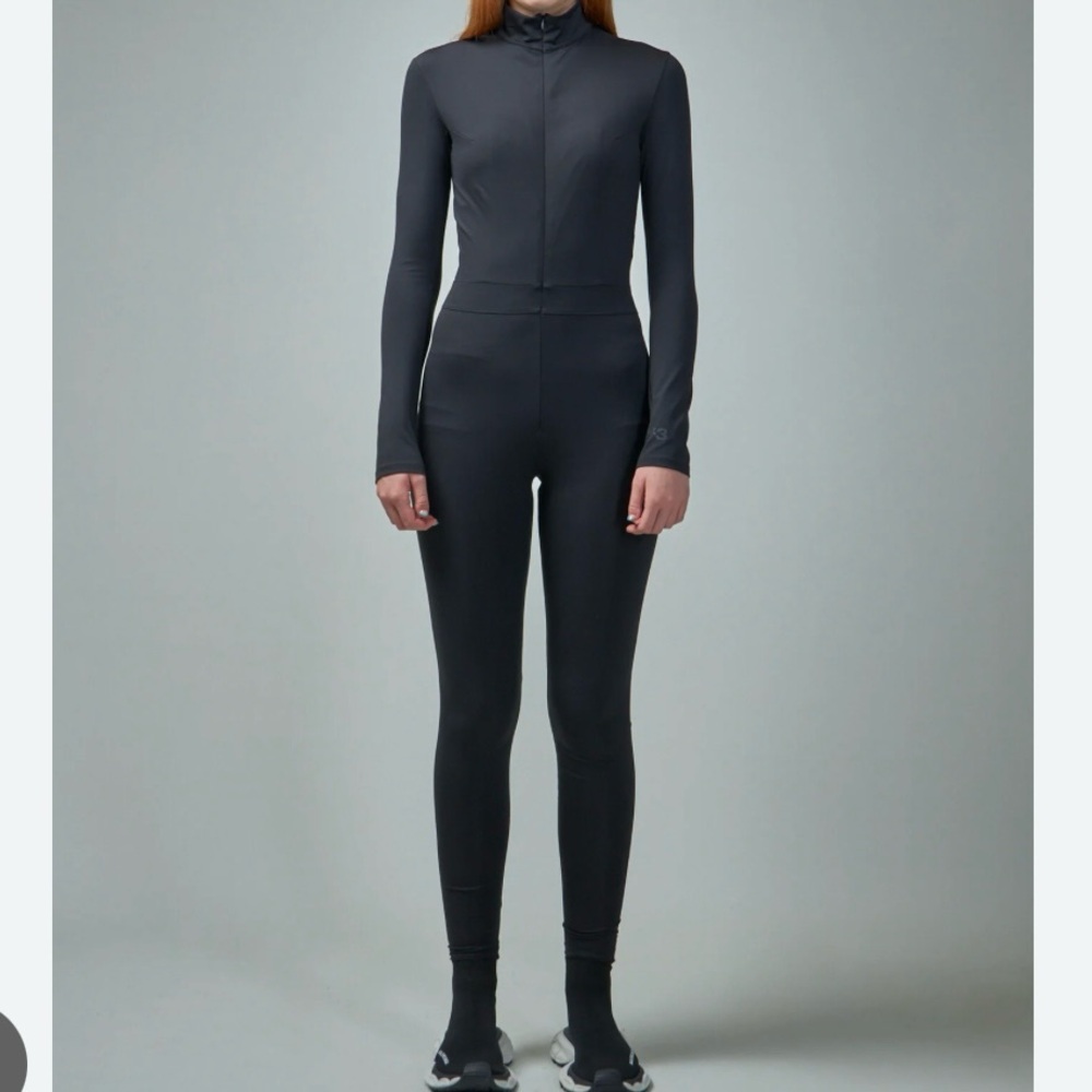 Y-3 Yohji Yamamoto Adidas Womens sz L Catsuit Black Bodysuit Jumpsuit Stretch - Picture 3 of 11
